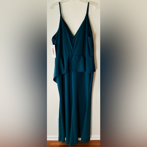 Lenovia Mother of The Bride Wrap Bodice Asymmetrical Peplum Long Dress Hunter 3X - Picture 3 of 12
